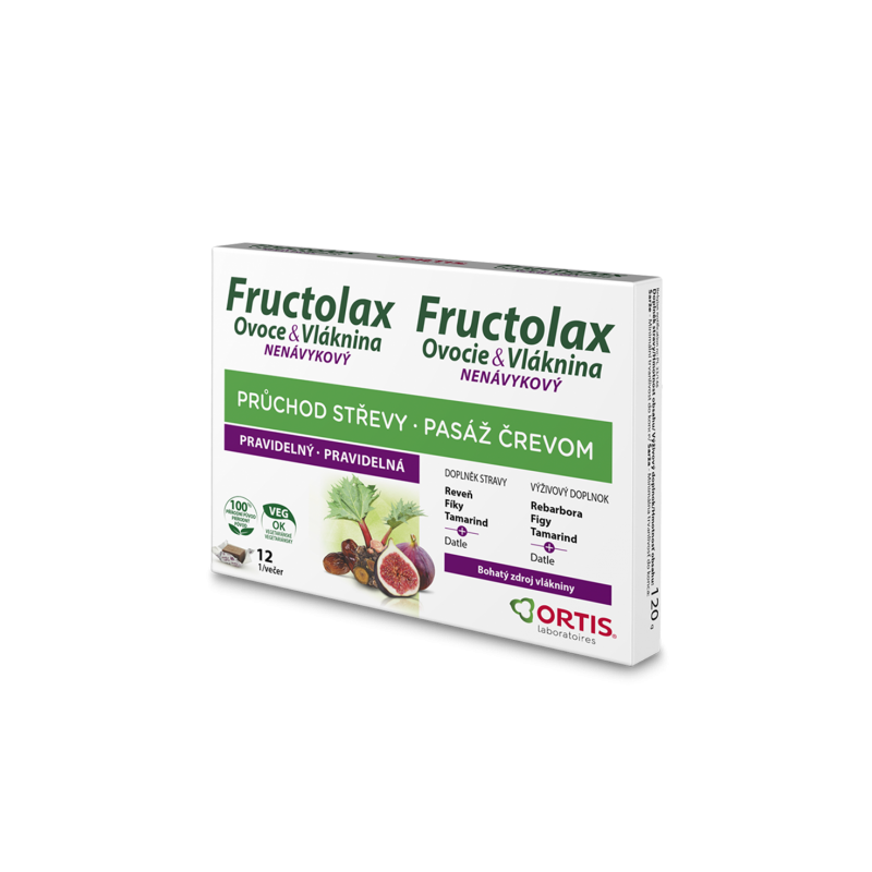 FRUCTOLAX Ovoce &amp; vláknina 12 žvýkacích kostek