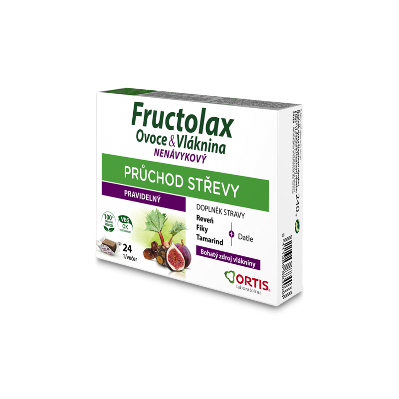 FRUCTOLAX Ovoce &amp; vláknina 24 žvýkacích kostek