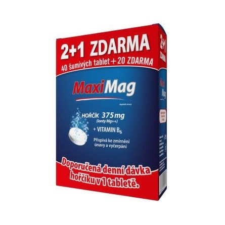 ZDROVIT Maximag hořčík 375 mg + vitamin B6 40+20 šumivých tablet