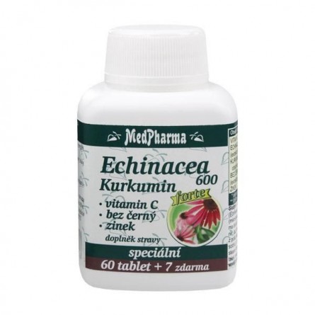 MEDPHARMA Echinacea 600 + kurkumin + vitamin C + bez černý + zinek forte 60+7 tablet