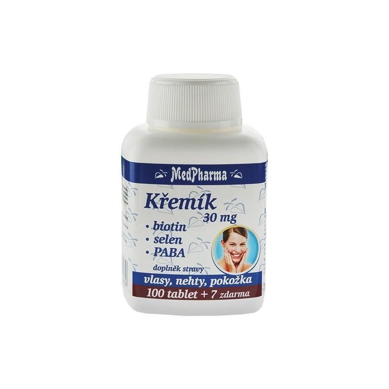 MEDPHARMA Křemík 30 mg + biotin + selen + PABA 100+7 tablet MEDPHARMA Křemík 30 mg + biotin + selen + PABA 100+7 tablet