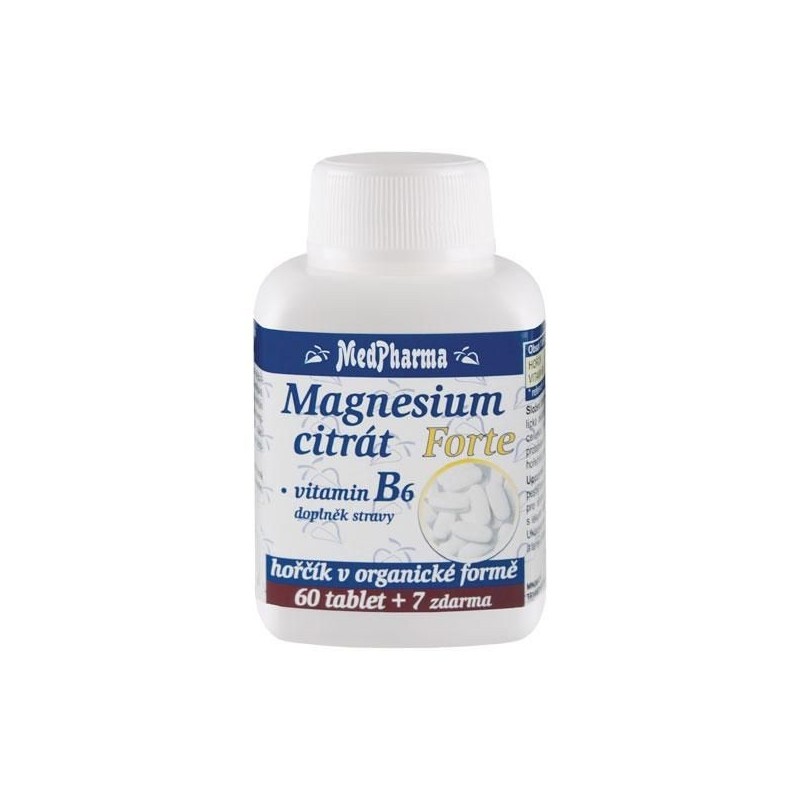 MEDPHARMA Magnesium citrát + vitamin B6 forte 60+7 tablet