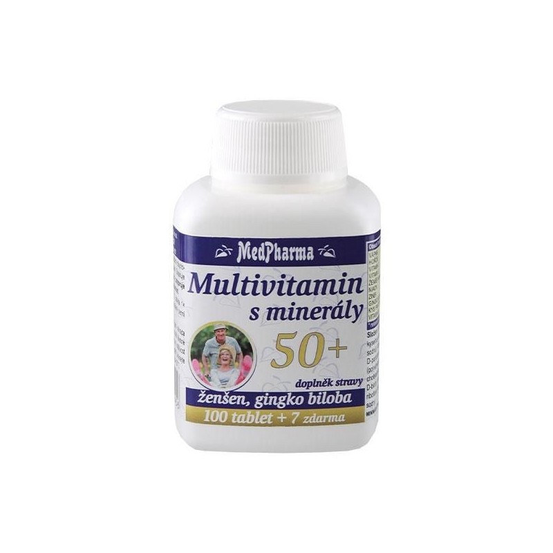 MEDPHARMA Multivitamin s minerály 50+ ženšen + gingko biloba 100+7 tablet