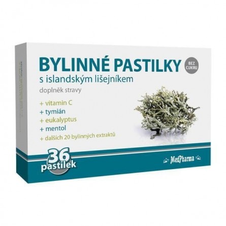 MEDPHARMA Bylinné pastilky s islandským lišejníkem bez cukru 36 pastilek