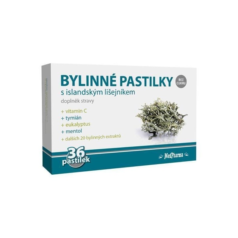 MEDPHARMA Bylinné pastilky s islandským lišejníkem bez cukru 36 pastilek