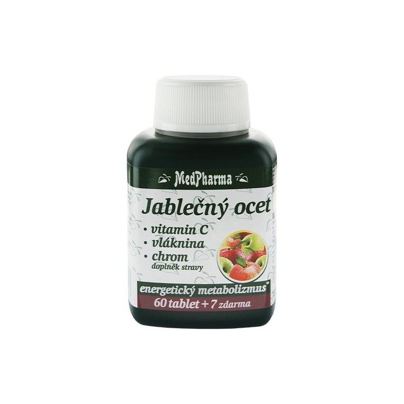 MEDPHARMA Jablečný ocet + vitamin C + vláknina + chrom 60+7 tablet