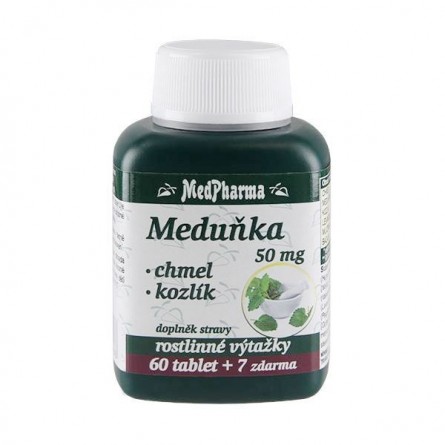 MEDPHARMA Meduňka 50 mg + chmel + kozlík 60+7 tablet
