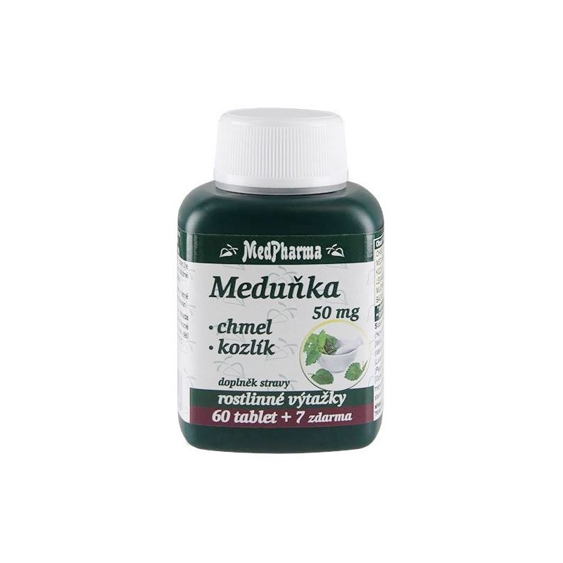 MEDPHARMA Meduňka 50 mg + chmel + kozlík 60+7 tablet