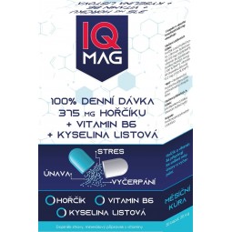 IQ MAG Hořčík 375 mg + B6 + kyselina listová 30 kapslí