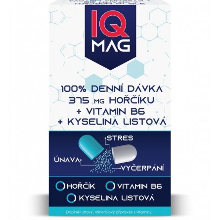 IQ MAG Hořčík 375 mg + B6 + kyselina listová 60 kapslí