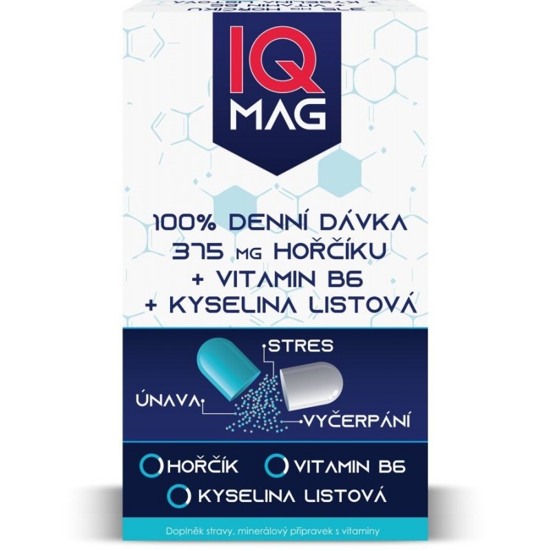 IQ MAG Hořčík 375 mg + B6 + kyselina listová 60 kapslí
