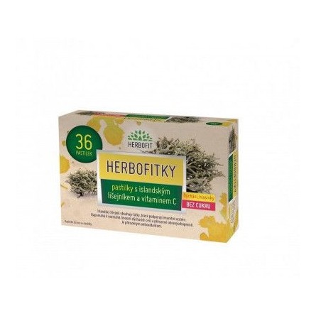 HERBOFIT Herbofitky s islandským lišejníkem a vitaminem C 36 pastilek bez cukru