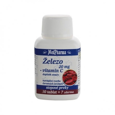 MEDPHARMA Železo 20 mg + vitamin C 30+7 tablet