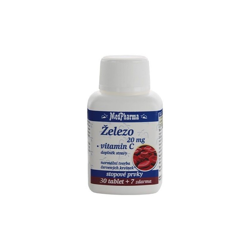 MEDPHARMA Železo 20 mg + vitamin C 30+7 tablet