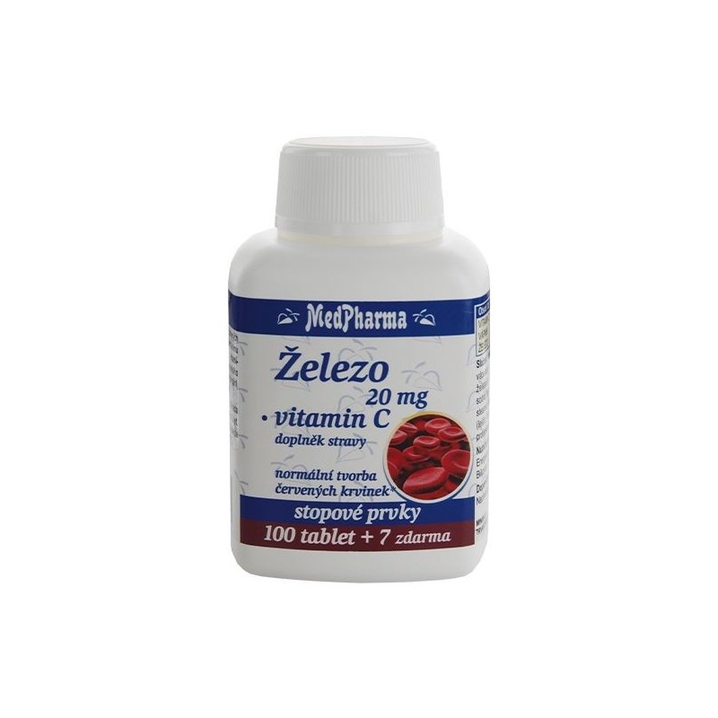 MEDPHARMA Železo 20 mg + vitamin C 100+7 tablet