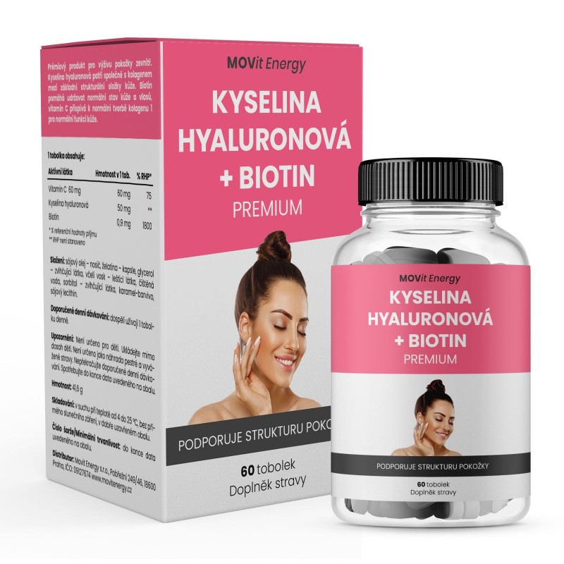 MOVIT ENERGY Kyselina hyaluronová + biotin premium 60 tobolek