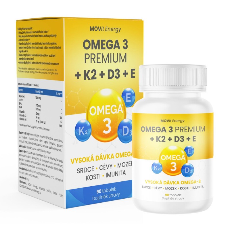 MOVIT ENERGY Omega 3 premium + K2 + D3 + E 90 tobolek