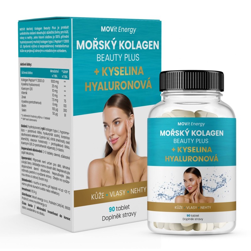 MOVIT ENERGY Mořský kolagen beauty plus + kyselina hyaluronová 90 tablet