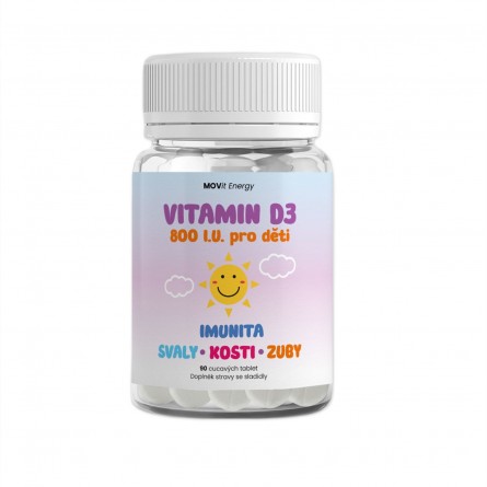MOVIT ENERGY Vitamin D3 800 I.U. pro děti 90 cucavých tablet