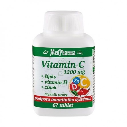 MEDPHARMA Vitamin C 1200 mg + šípky + vitamín D + zinek 67 tablet