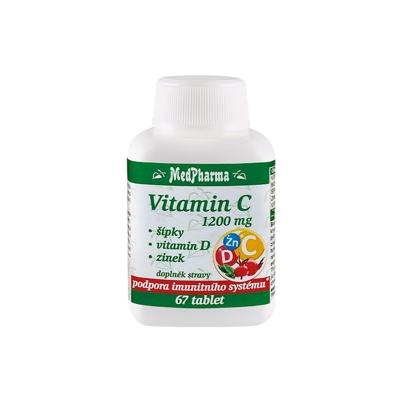 MEDPHARMA Vitamin C 1200 mg + šípky + vitamín D + zinek 67 tablet