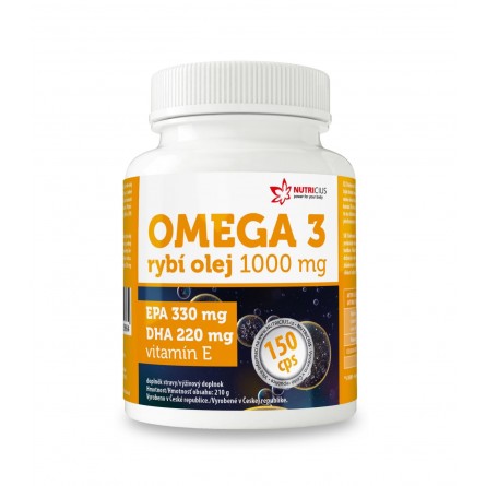 NUTRICIUS Omega 3 rybí olej 1000 mg + vitamín E 150 kapslí