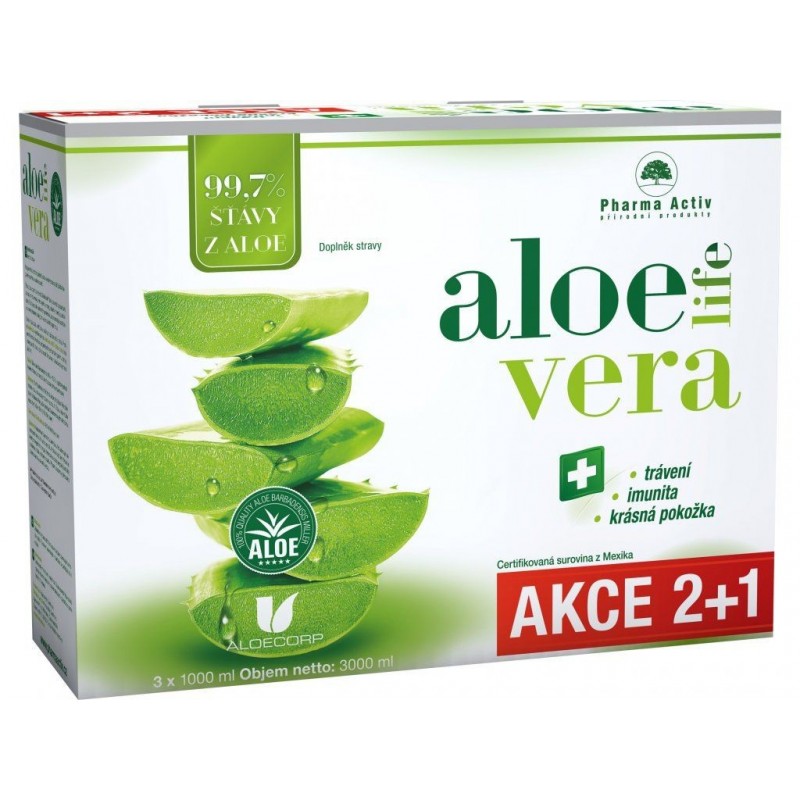 PHARMA ACTIV Aloe vera life 99,5% šťáva 2+1000 ml