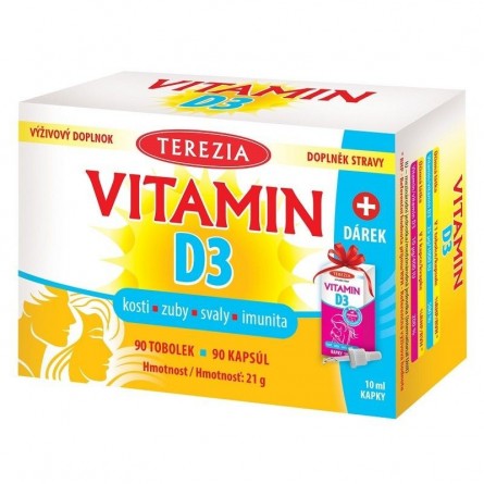 TEREZIA Vitamin D3 90 tobolek + dárek