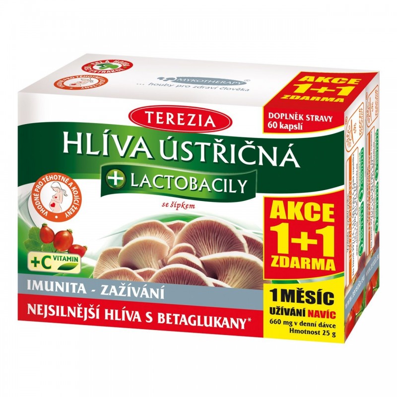 TEREZIA Hlíva ústřičná + lactobacily se šípkem 60 + 60 kapslí