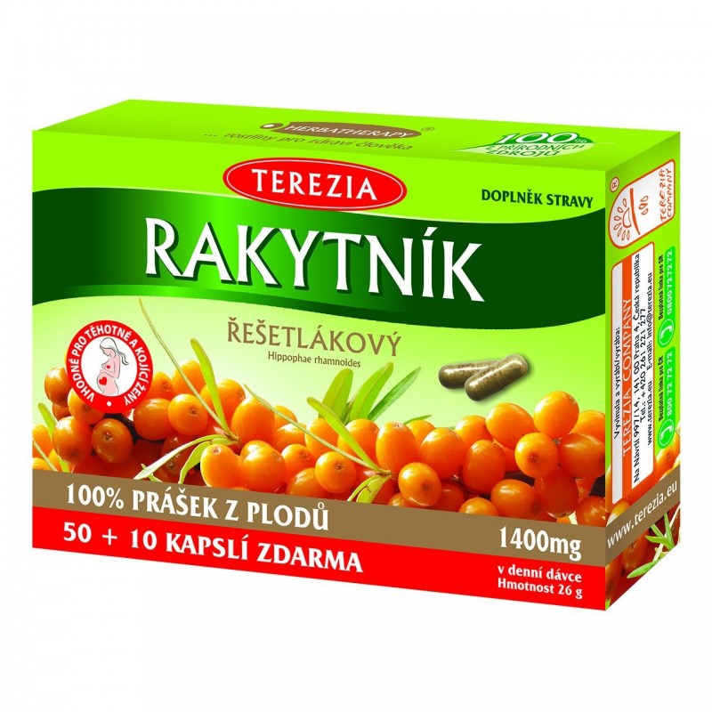 TEREZIA Rakytník 1400 mg 100% prášek 50+10 kapslí