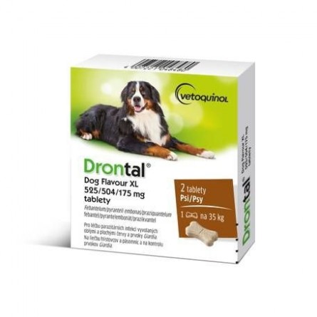 Drontal Dog Flavour XL 525/504/175 mg pro psy 2 tablety