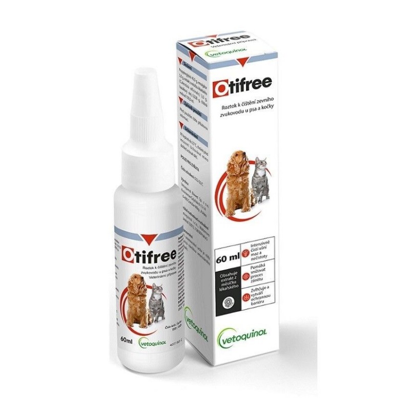 OTIFREE Roztok k čištění zevního zvukovodu u psa a kočky 60 ml