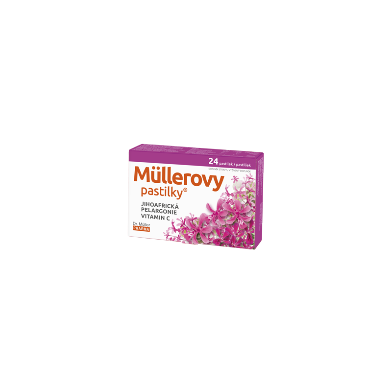 MÜLLEROVY PASTILKY s jihoafrickou pelargonií vitaminem C 24 ks