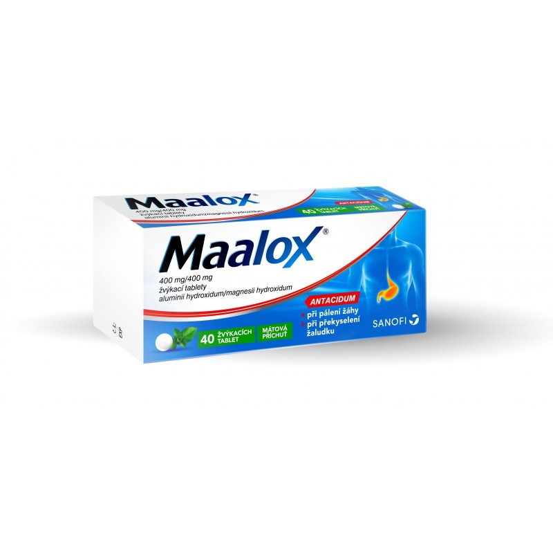Maalox 400 mg/400 mg 40 žvýkacích tablet