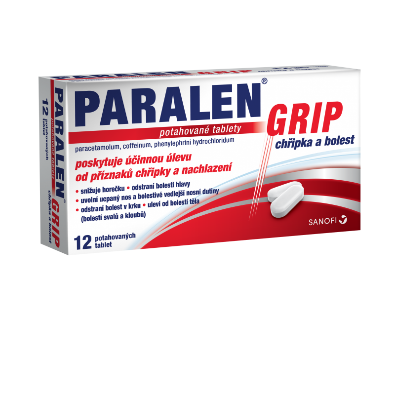 Paralen Grip chřipka a bolest 500/25/5mg 12 potahovaných tablet