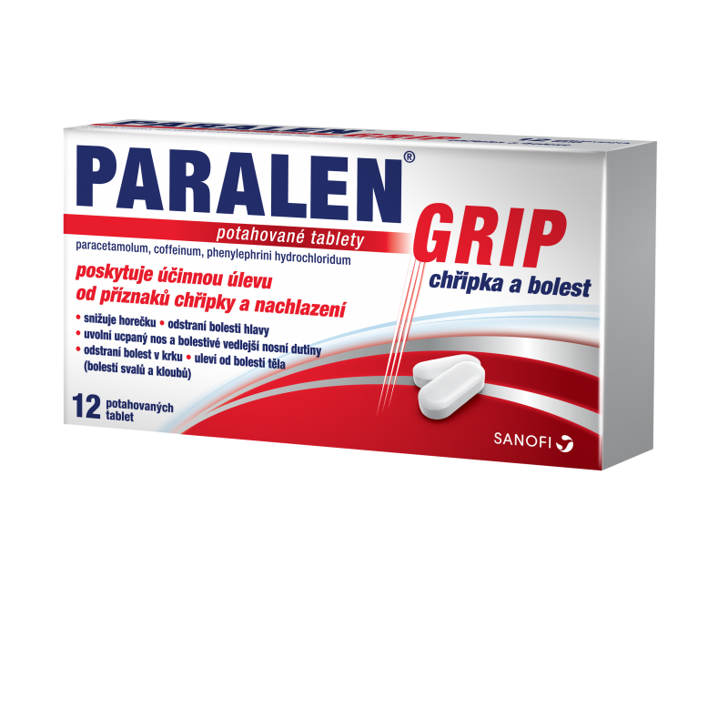 Paralen Grip chřipka a bolest 500/25/5mg 12 potahovaných tablet