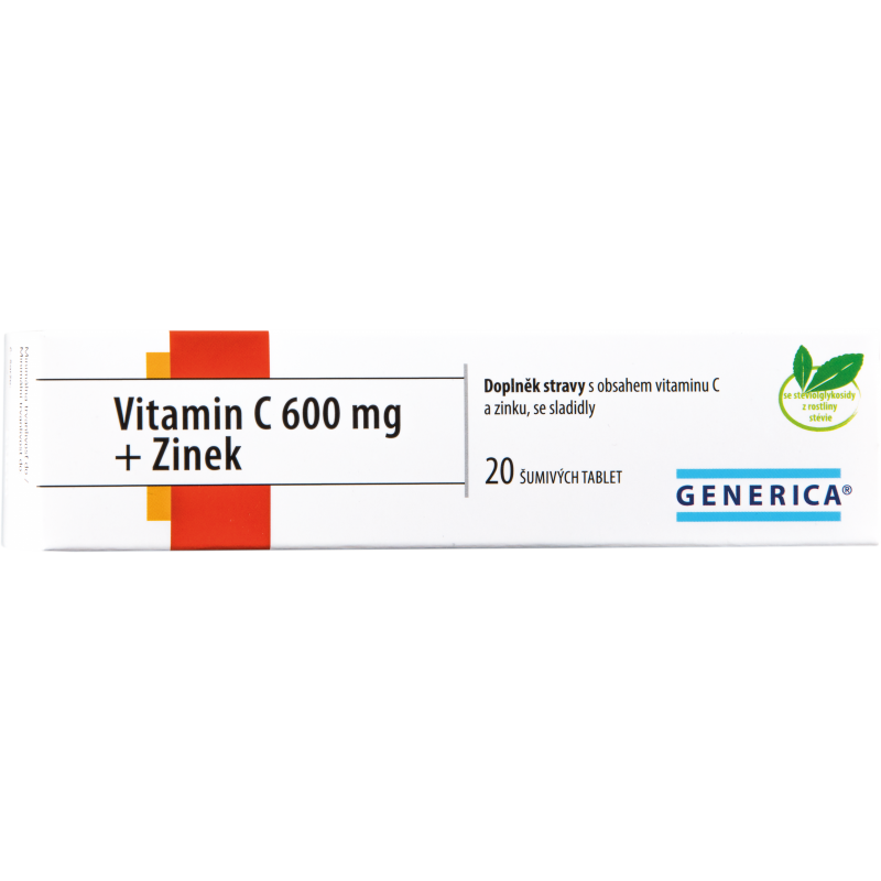 GENERICA Vitamin C 600 mg + zinek 20 šumivých tablet