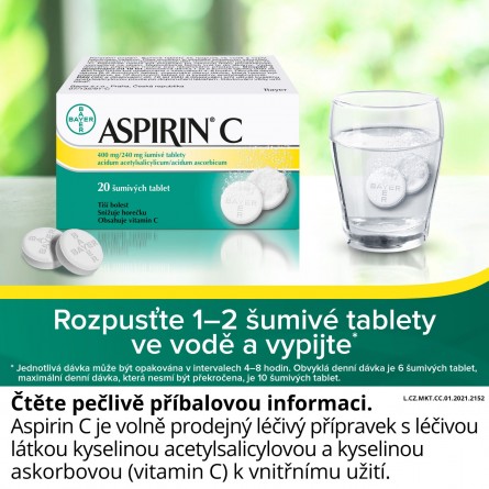 ASPIRIN C 400 mg/240 mg 20 šumivých tablet