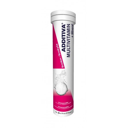 ADDITIVA Multivitamin + Mineral broskev 20 šumivých tablet