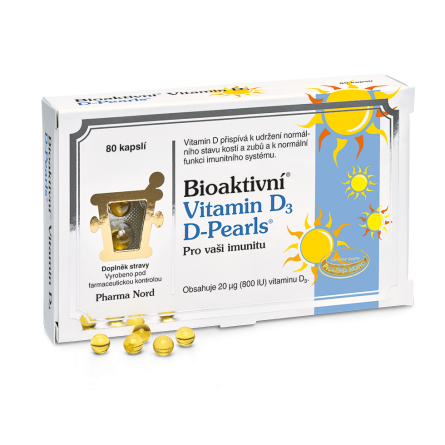 BIOAKTIVNÍ Vitamin D3 D Pearls 20 mcg 80 kapslí