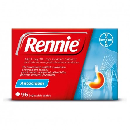 RENNIE Antacidum 680 mg/80 mg 96 žvýkacích tablet