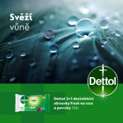 DETTOL Fresh 2V1 dezinfekční ubrousky 15 ks