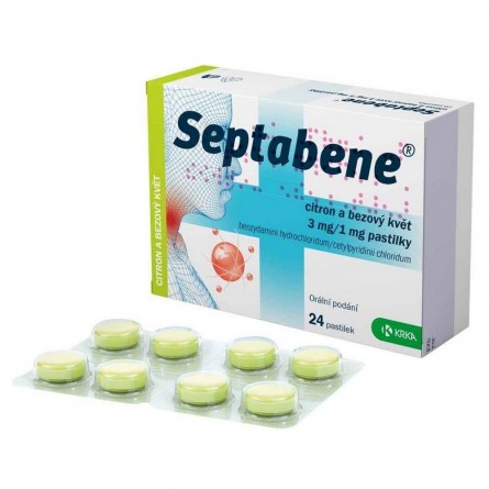 SEPTABENE 3 mg/1 mg citron a bezový květ 24 pastilek