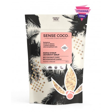 SENSE COCO Bio kokosové chipsy s javorovým sirupem / Family pack 250 g