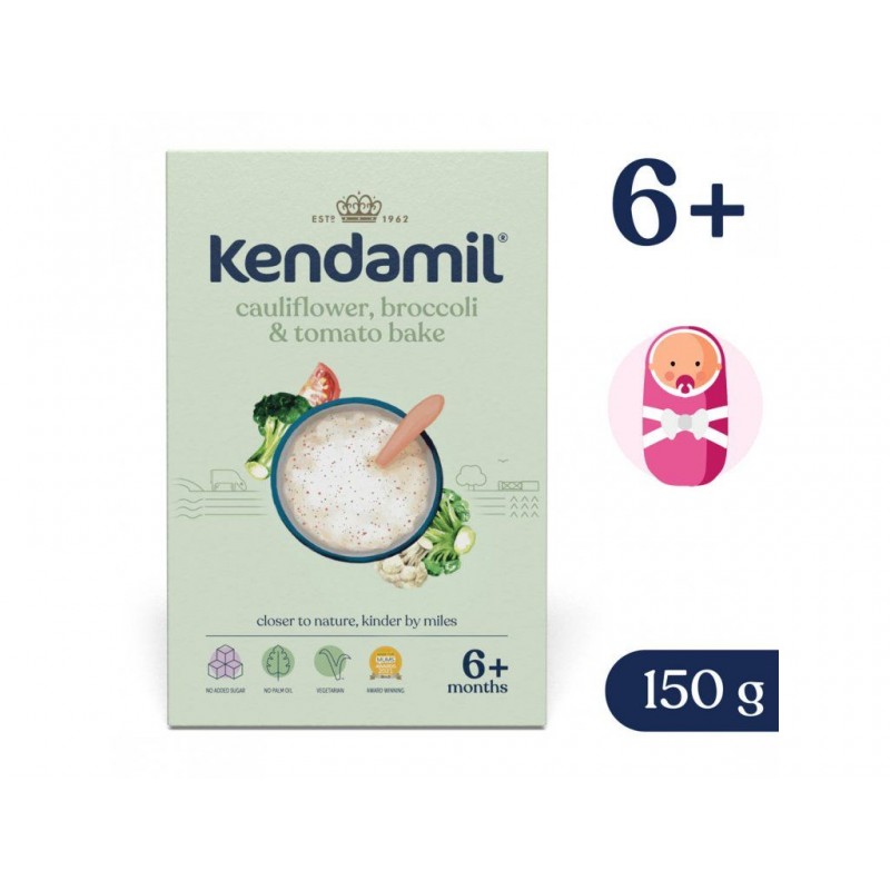 KENDAMIL Mléčná kaše s brokolicí, květákem a rajčaty 150 g