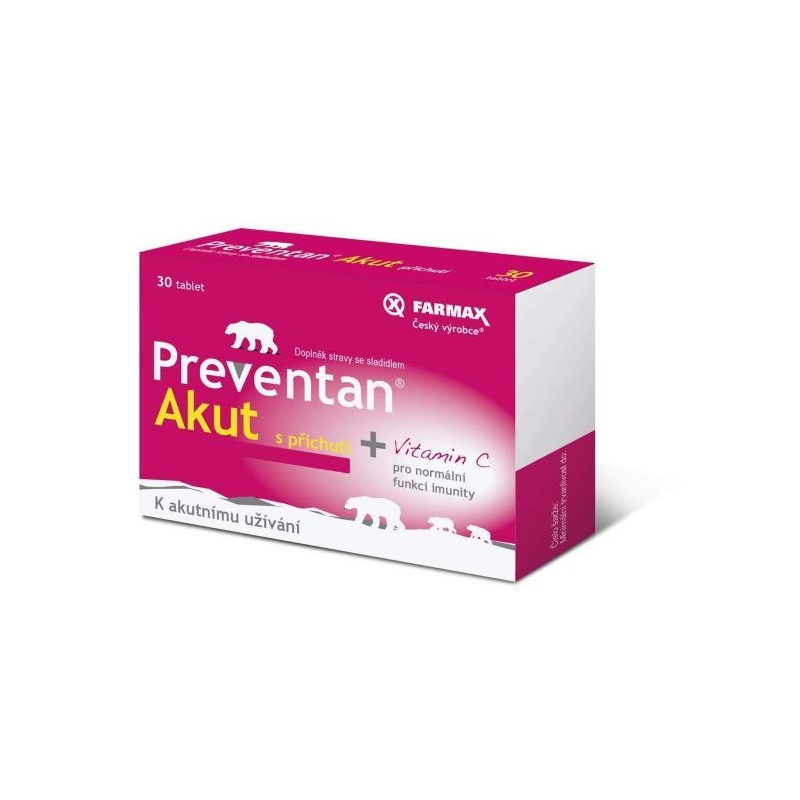 PREVENTAN Akut + vitamin C s příchutí 30 tablet