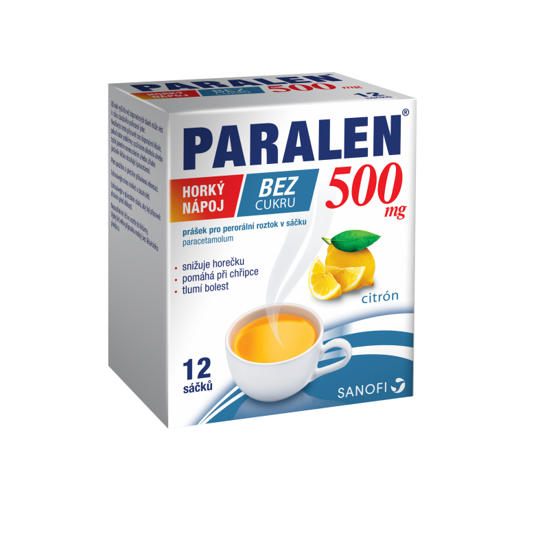 Paralen Horký nápoj bez cukru 500 mg 12 sáčků