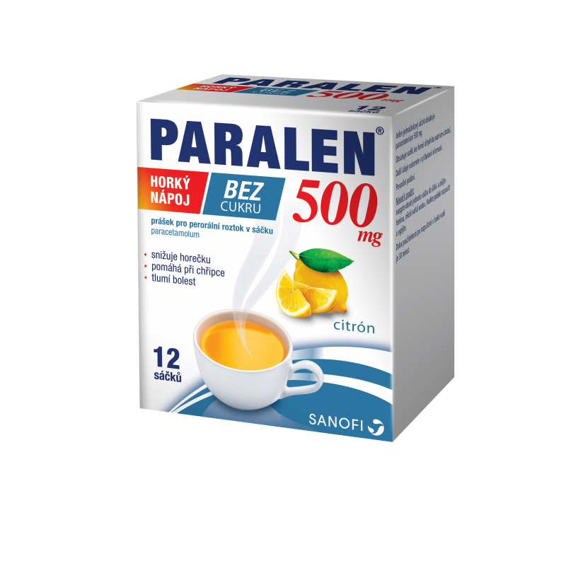 Paralen Horký nápoj bez cukru 500 mg 12 sáčků