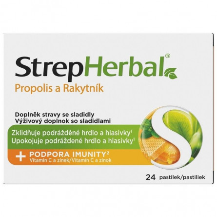 STREPHERBAL Propolis a rakytník 24 pastilek