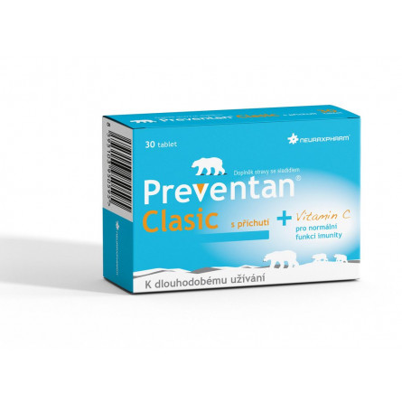 PREVENTAN Clasic + vitamin C s příchutí 30 tablet